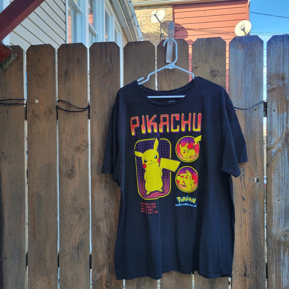 Pikachu Pokemon Black Adults Graphic Tshirt